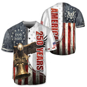 America Baseball Jersey 250 Years 1776-2026 Liberty Bell Eagle Patriotic Men Shirt - Rust Field Wear