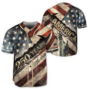 America Baseball Jersey 250 Years 1776-2026 Ripped Flag Patriotic Statue Of Liberty - Rust Field Wear