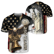 America Baseball Jersey 250 Years 1776-2026 Eagle Liberty Bell Patriotic Button Shirt - Rust Field Wear