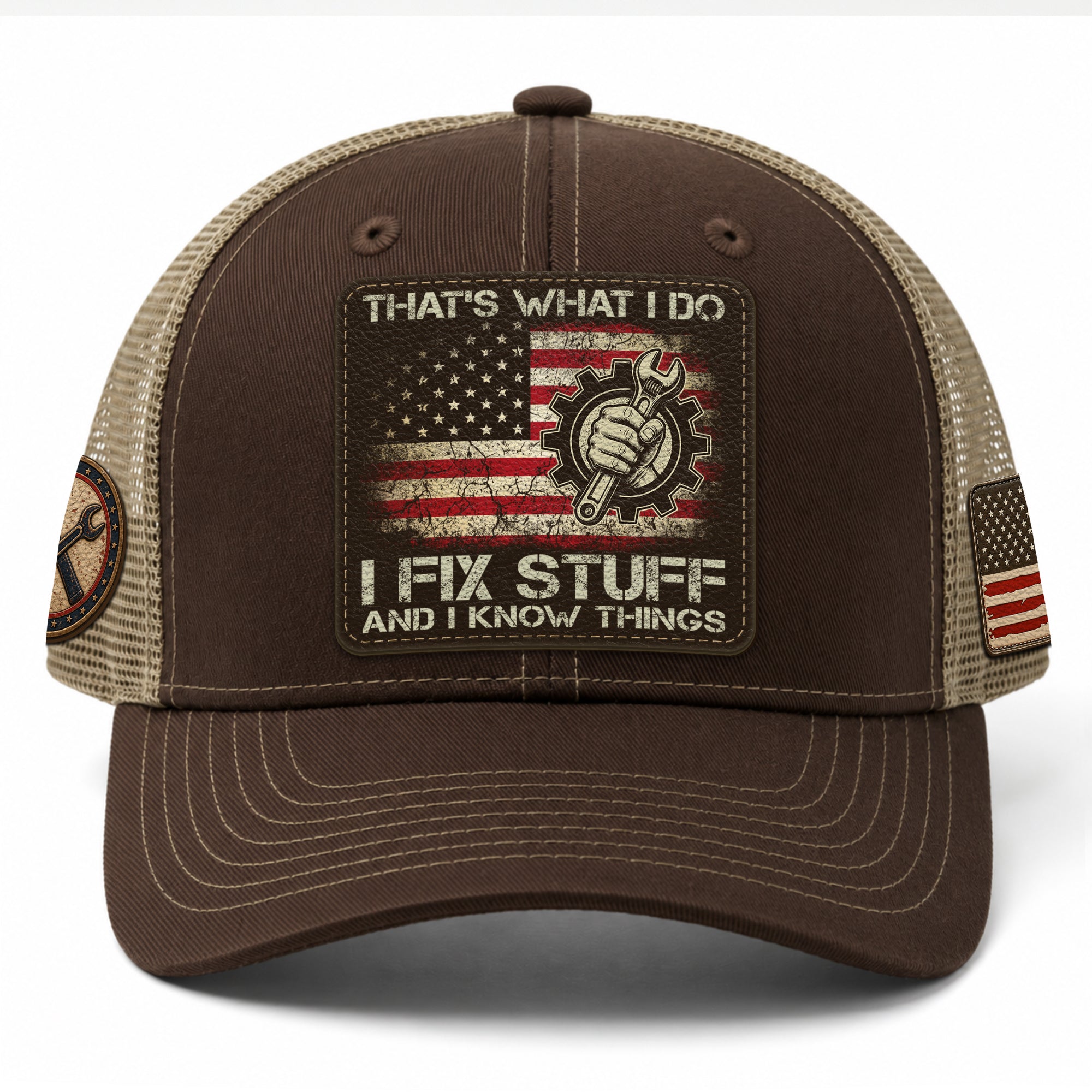 I Fix Stuff And I Know Things Funny Mechanic Quote Men Patch Trucker Hat Casual Novelty