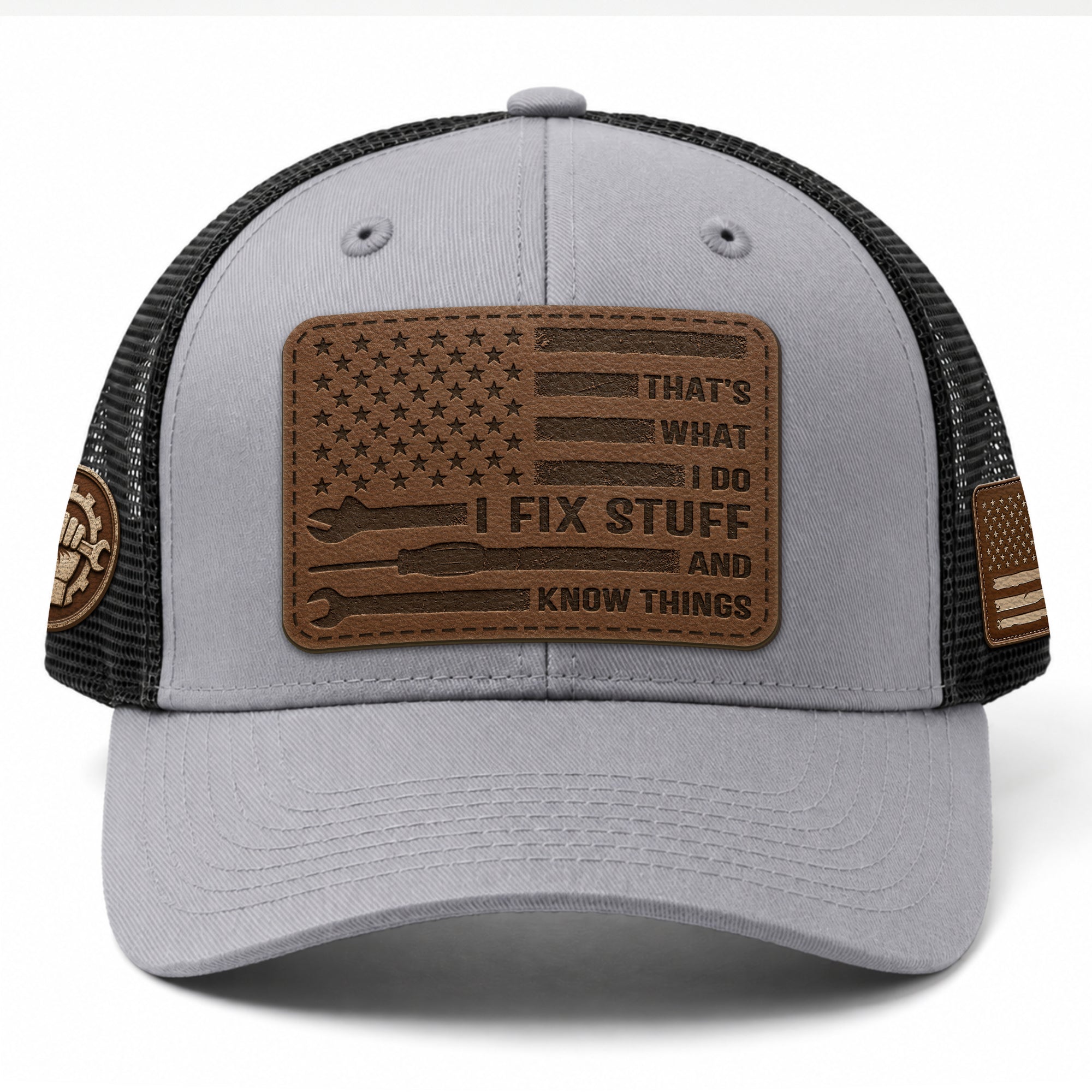 I Fix Stuff And I Know Things Funny Mechanic Men Patch Trucker Hat Casual Novelty