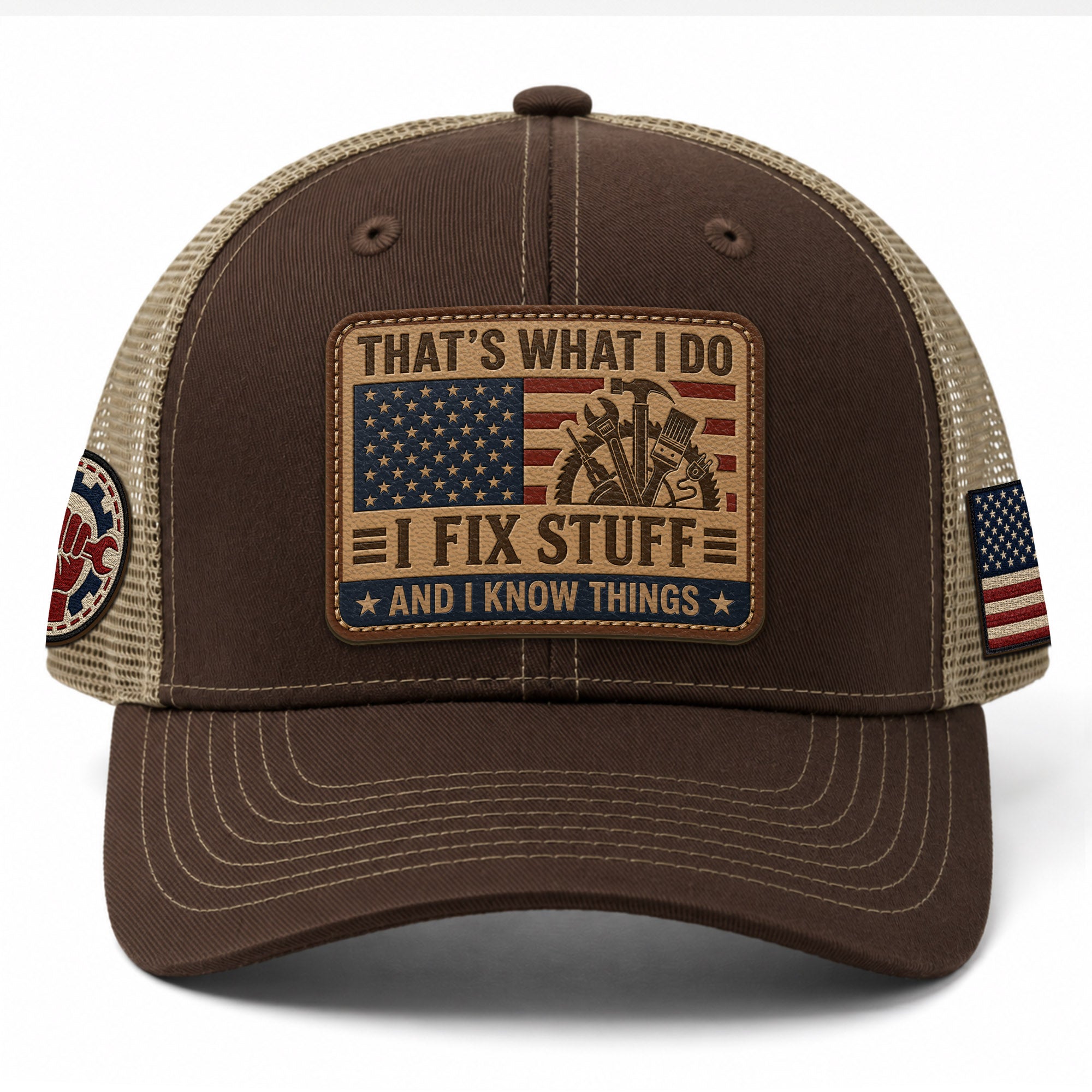 I Fix Stuff And I Know Things Funny Tools Quote Men Patch Trucker Hat Casual Novelty