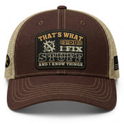 That's What I Do I Fix Stuff Gear Patch Brown Trucker Hat Cool Handyman Gift Idea