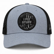 That's What I Do I Fix Stuff Round Patch Grey Trucker Hat Cool Handyman Gift Idea