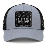 That's What I Do I Fix Stuff Vintage Patch Grey Trucker Hat Cool Handyman Gift Idea