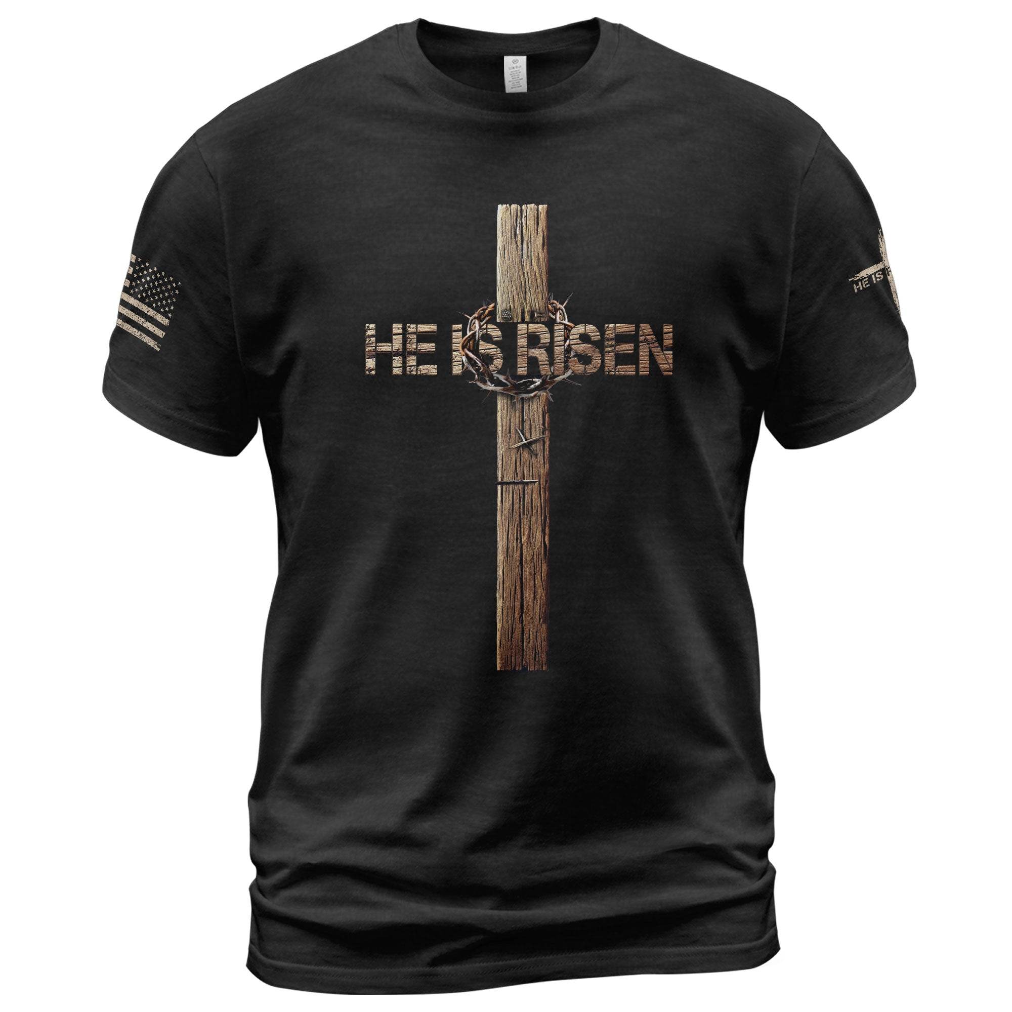 He Is Risen T-Shirt – Resurrection Cross - Rust Field Wear