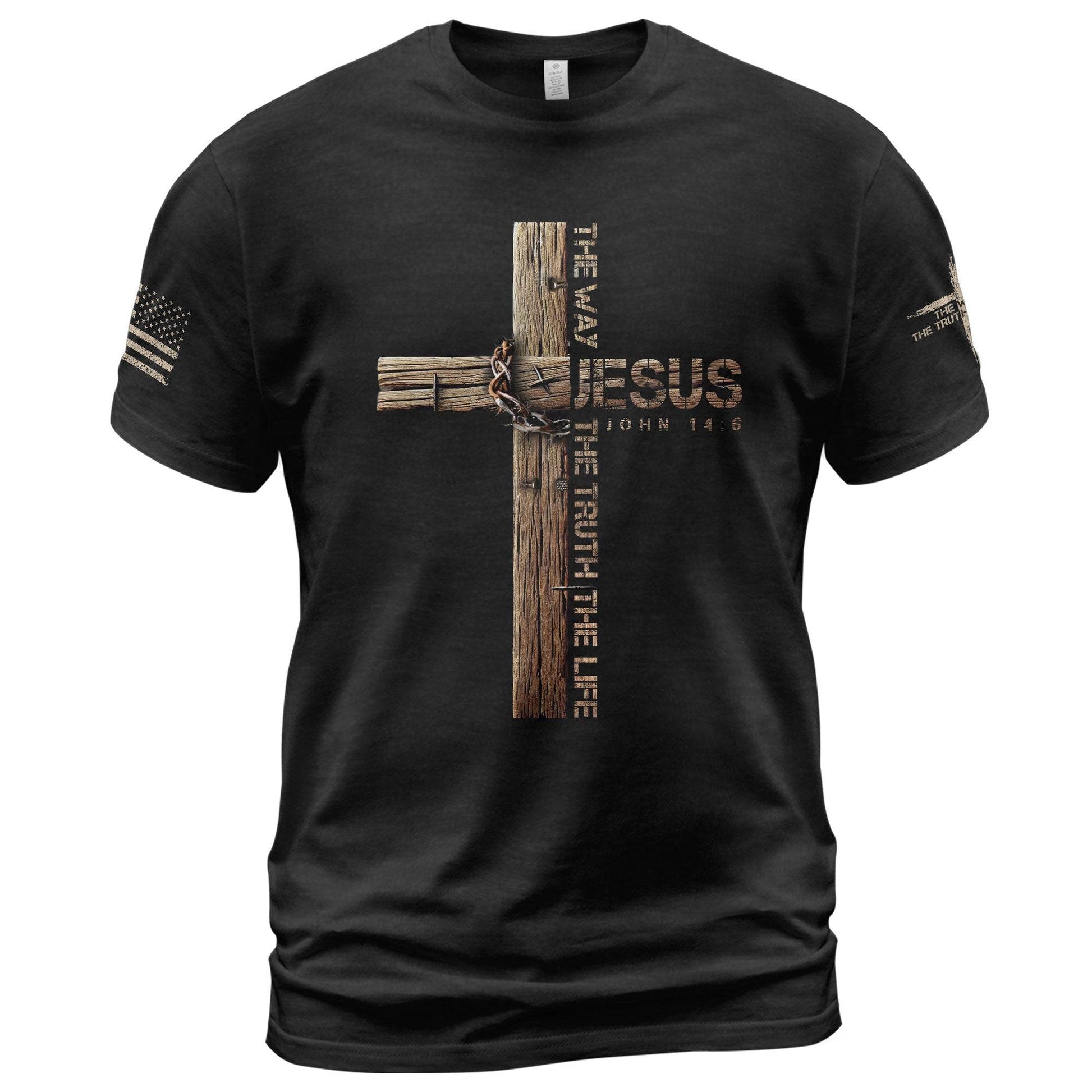 Jesus Is the Way T-Shirt – John 14:6 Cross Design - Rust Field Wear