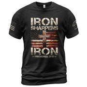 Iron Sharpens Iron T-Shirt – Proverbs 27:17 Patriotic Christian Tee