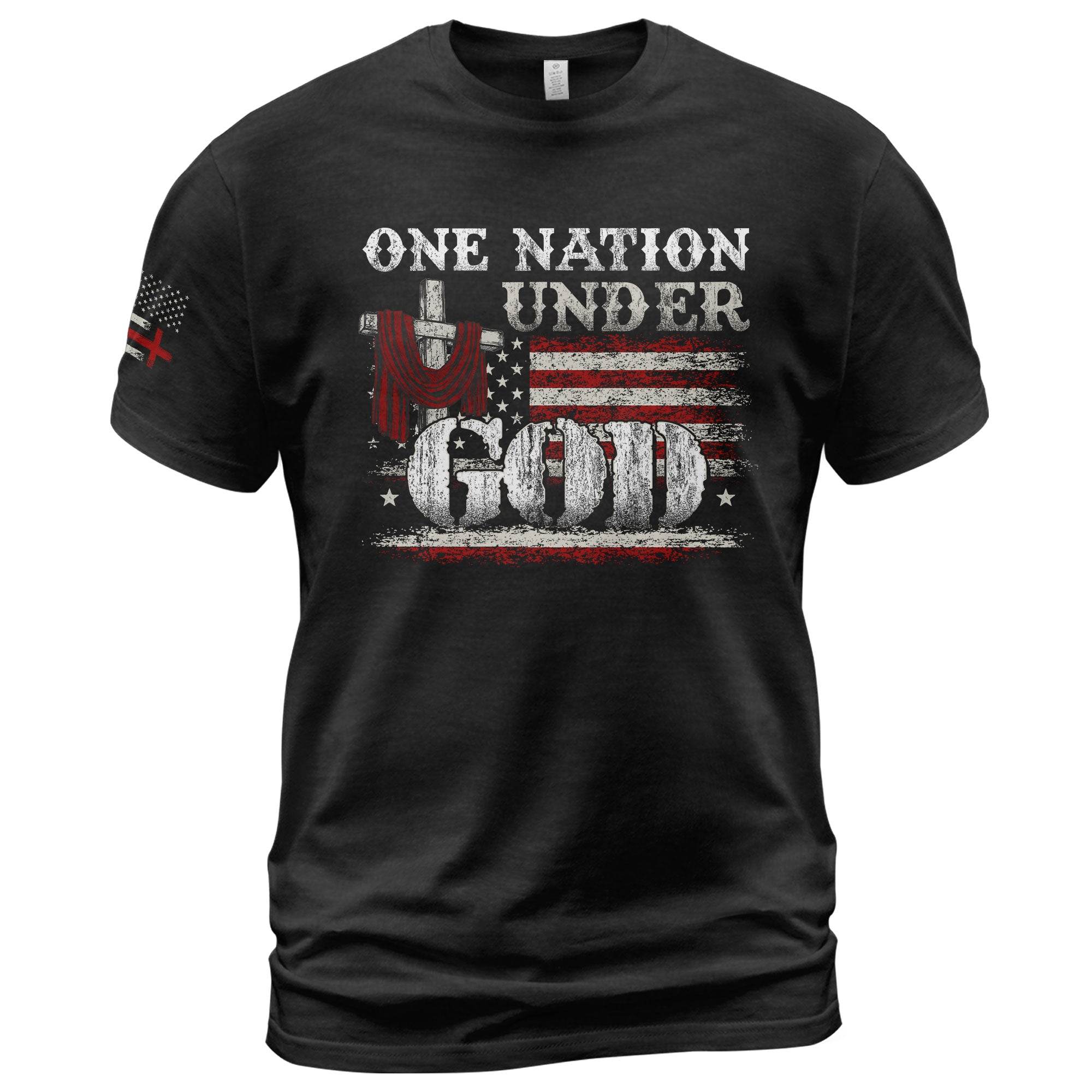 One Nation Under God T-Shirt – Cross & American Flag - Rust Field Wear