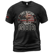 One Nation Under God Christian American Flag Cross Shirt