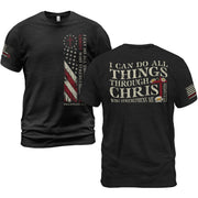 Philippians 4:13 Shirt – I Can Do All Things Through Christ American Flag Tee