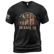 Jesus Is Coming Shirt – “Normal Isn’t Coming Back” Revelation 1:4 USA Flag Cross Tee - Rust Field Wear