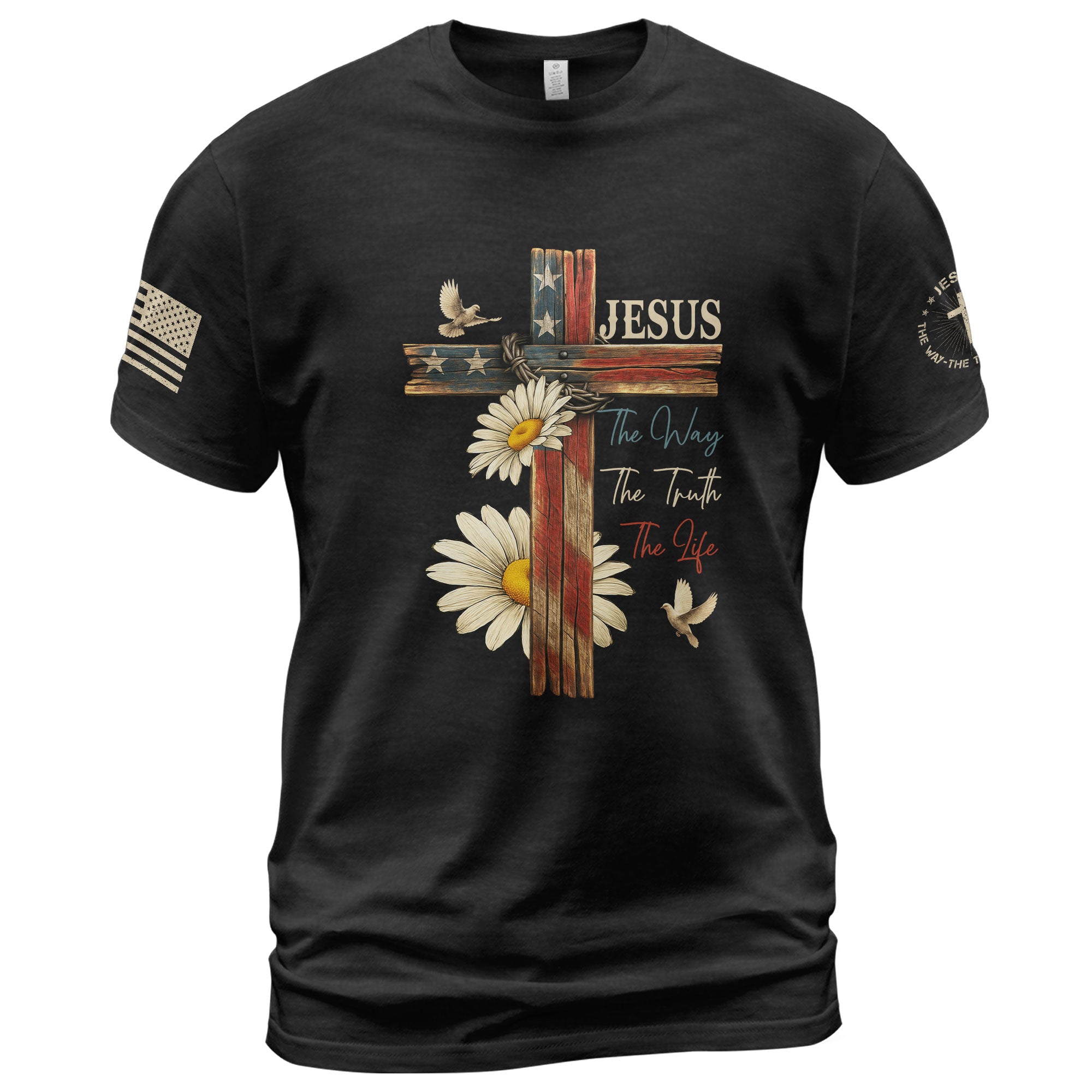 Faith Over Fear Shirt – Psalm 118:6 Cross & Flag Christian Vintage Tee