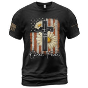 Faith Over Fear Shirt – Daisy Cross USA Flag Christian Tee