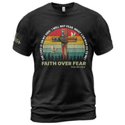 Faith Over Fear Shirt Psalm 118:6 Cross & Flag Christian Vintage Tee