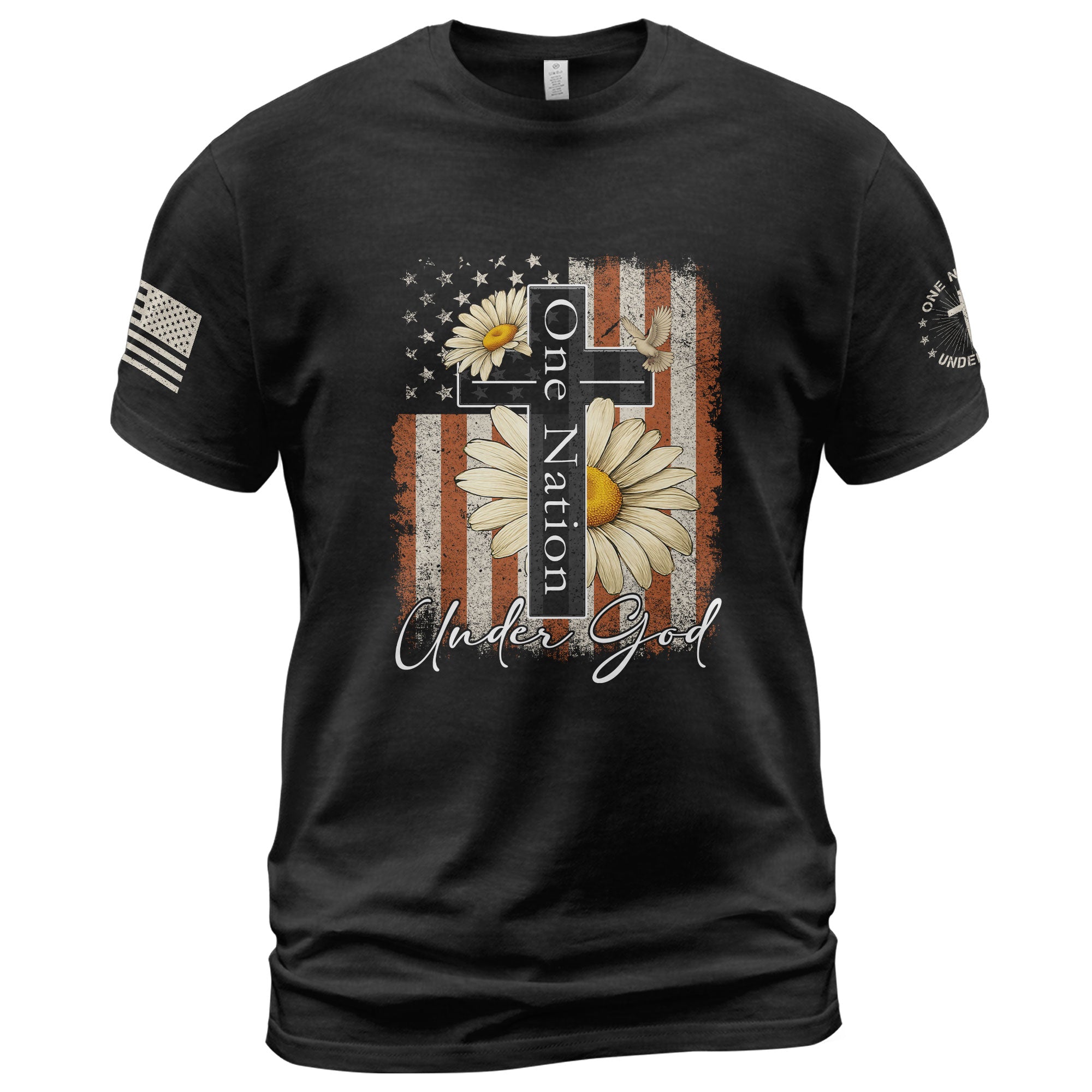 One Nation Under God Floral Patriotic T-Shirt