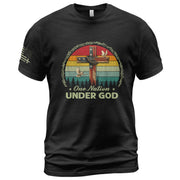 One Nation Under God Retro Sunset Cross T-Shirt