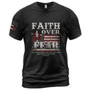 Faith Over Fear Psalm 118:6 Cross & American Flag T-Shirt