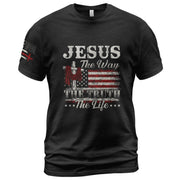 Jesus The Way The Truth The Life Flag Cross T-Shirt - Rust Field Wear