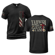 Yahweh The Great I Am | Christian Cross & American Flag Tee - Rust Field Wear
