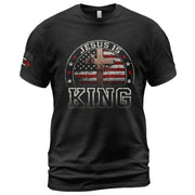 Jesus Is King - Christian Cross American Flag T-Shirt for Men - Rust Field Wear