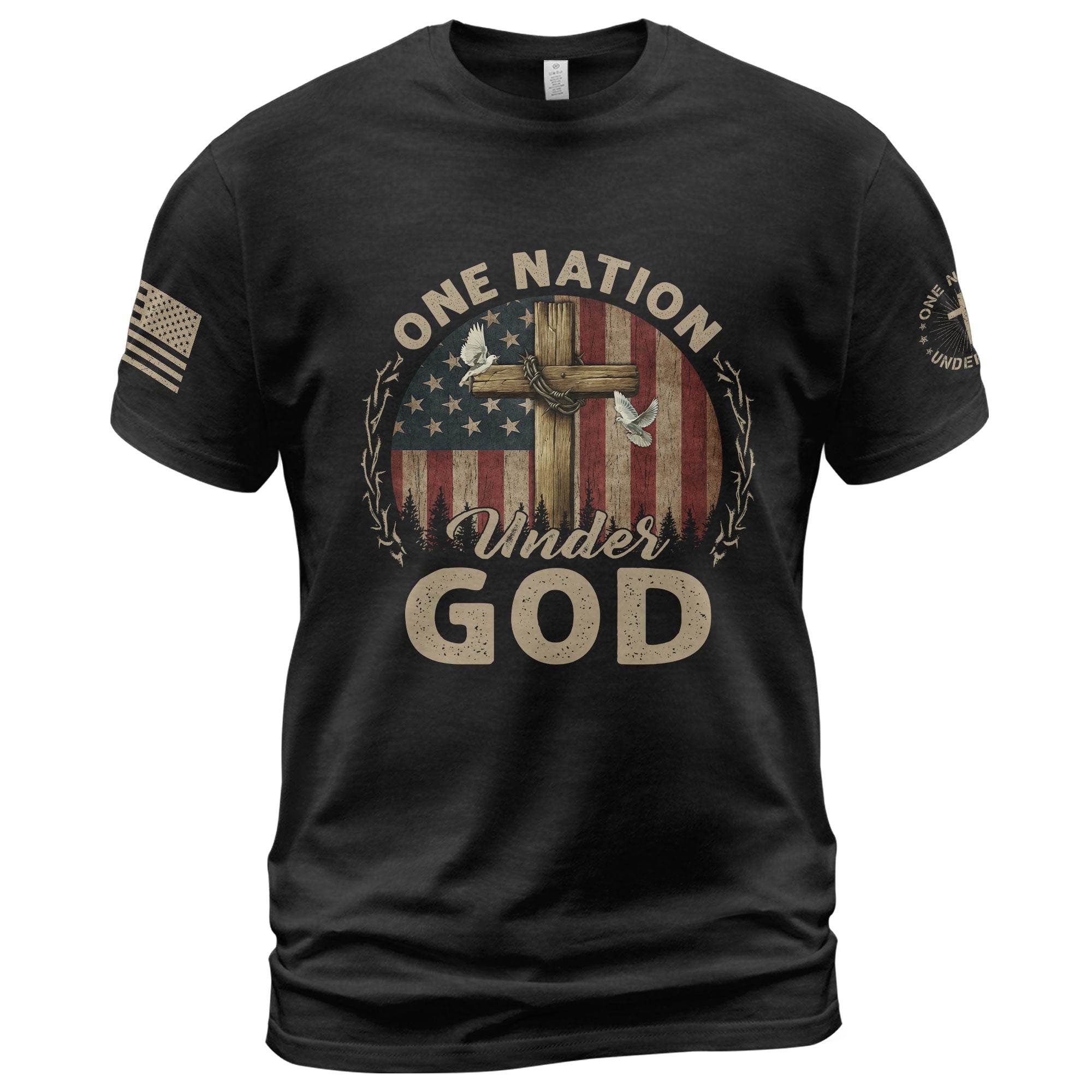 One Nation Under God T-Shirt – Cross, Flag & Christian Boldwear - Rust Field Wear