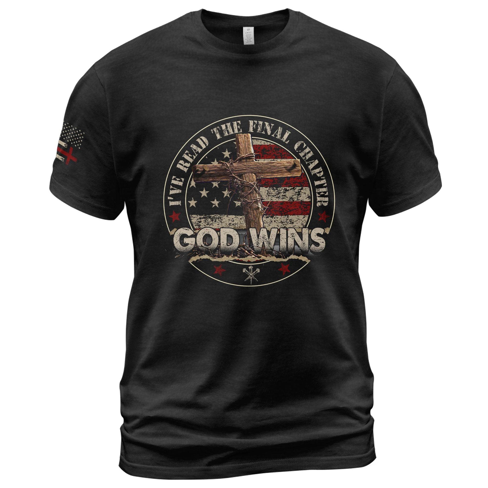 God Wins Final Chapter Circle American Flag T-Shirt - Rust Field Wear