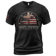 Believe – American Flag & Cross Christian T-Shirt - Rust Field Wear
