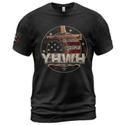 YHWH American Flag Cross T-Shirt – Christian Faith Apparel - Rust Field Wear