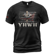 YHWH USA Cross Christian T-Shirt – Faith & Patriotism - Rust Field Wear
