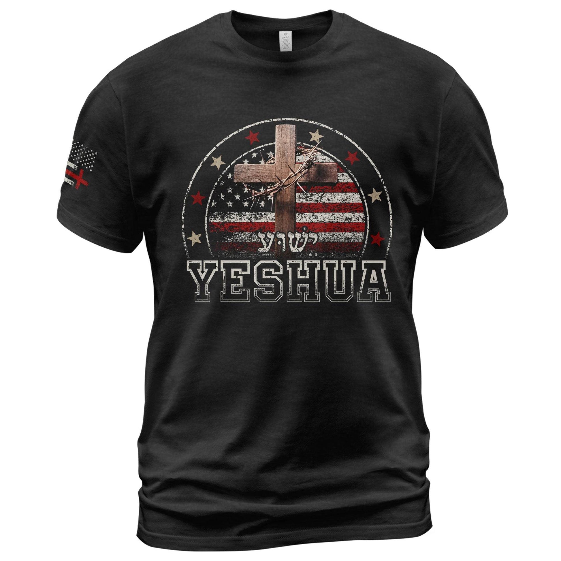 Yeshua Cross & American Flag T-Shirt - Rust Field Wear