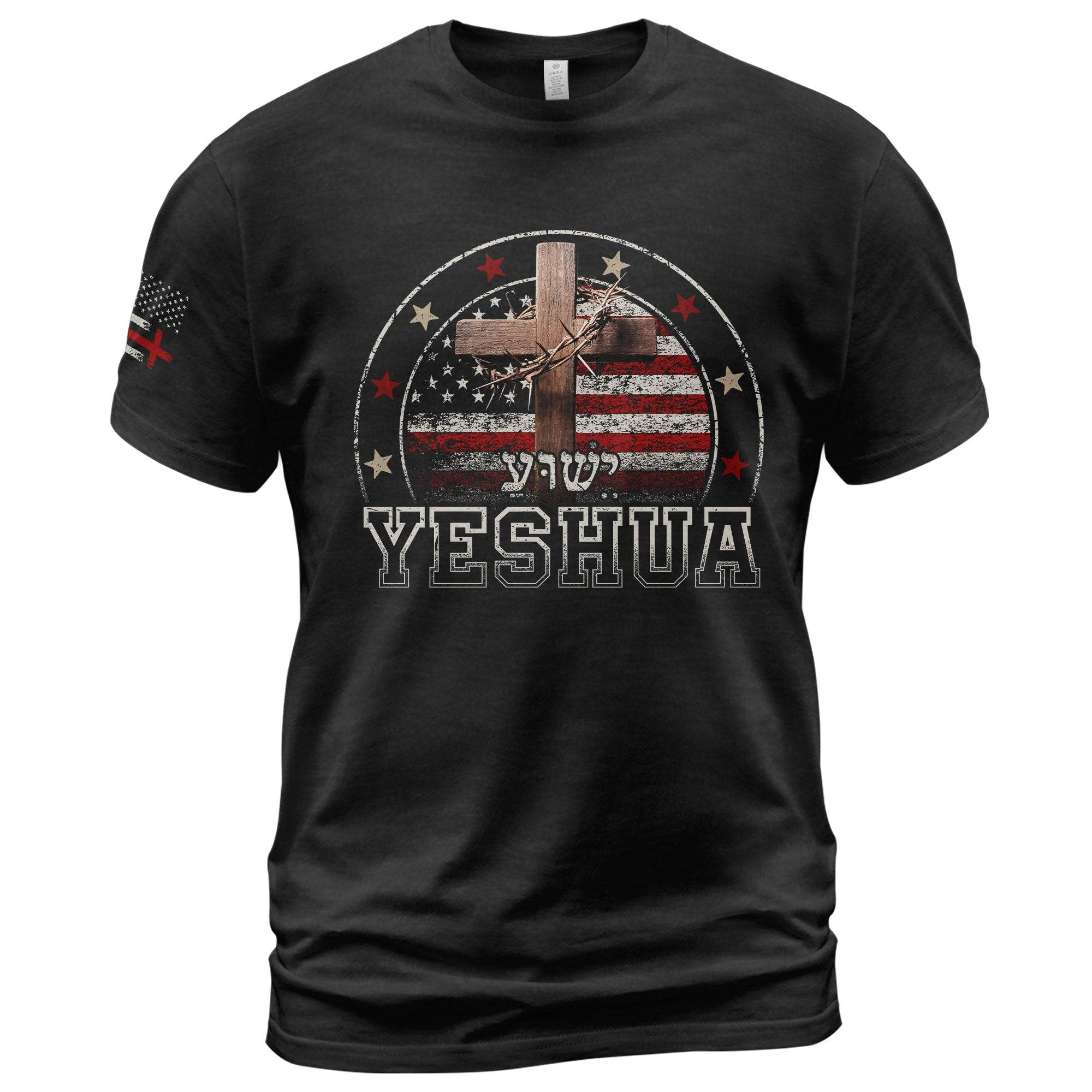 Yeshua Cross & American Flag T-Shirt - Rust Field Wear