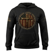 From Sacrifice To Glory "Jesus Loves You" Cross And Flag Hoodie