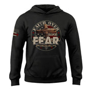 Faith Over Fear Christian Hoodie – Bold Cross & Flag Design - Rust Field Wear