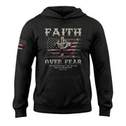 Faith Over Fear Christian Hoodie – Psalm 118:6 Cross & Flag - Rust Field Wear