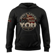 Jesus Loves You Hoodie – 1 John 4:19 Cross & American Flag - Rust Field Wear