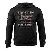 Trust in the Lord Hoodie – Proverbs 3:5-6 Cross & USA Flag Design - Rust Field Wear