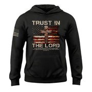 Trust in the Lord Hoodie – Proverbs 3:5-6 Cross & We The People Flag - Rust Field Wear