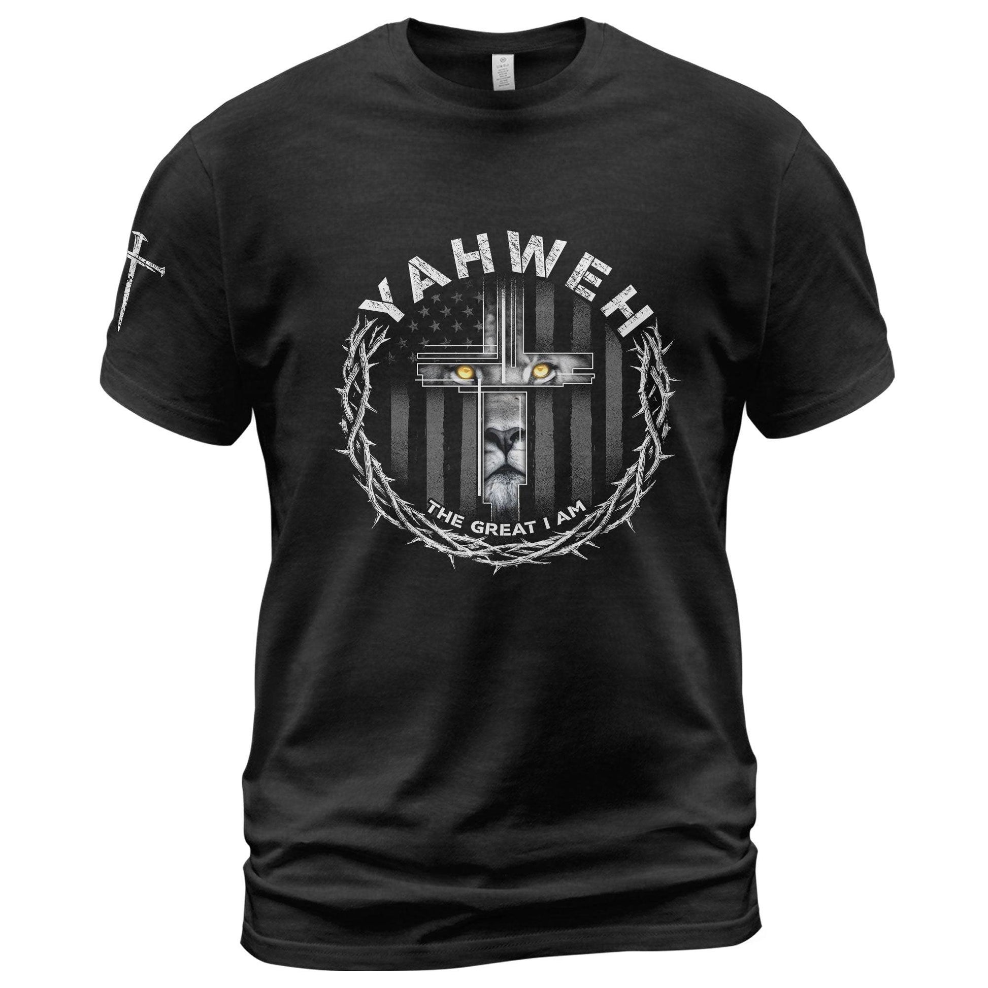 Yahweh The Great I Am Lion Cross Christian T-Shirt - Rust Field Wear
