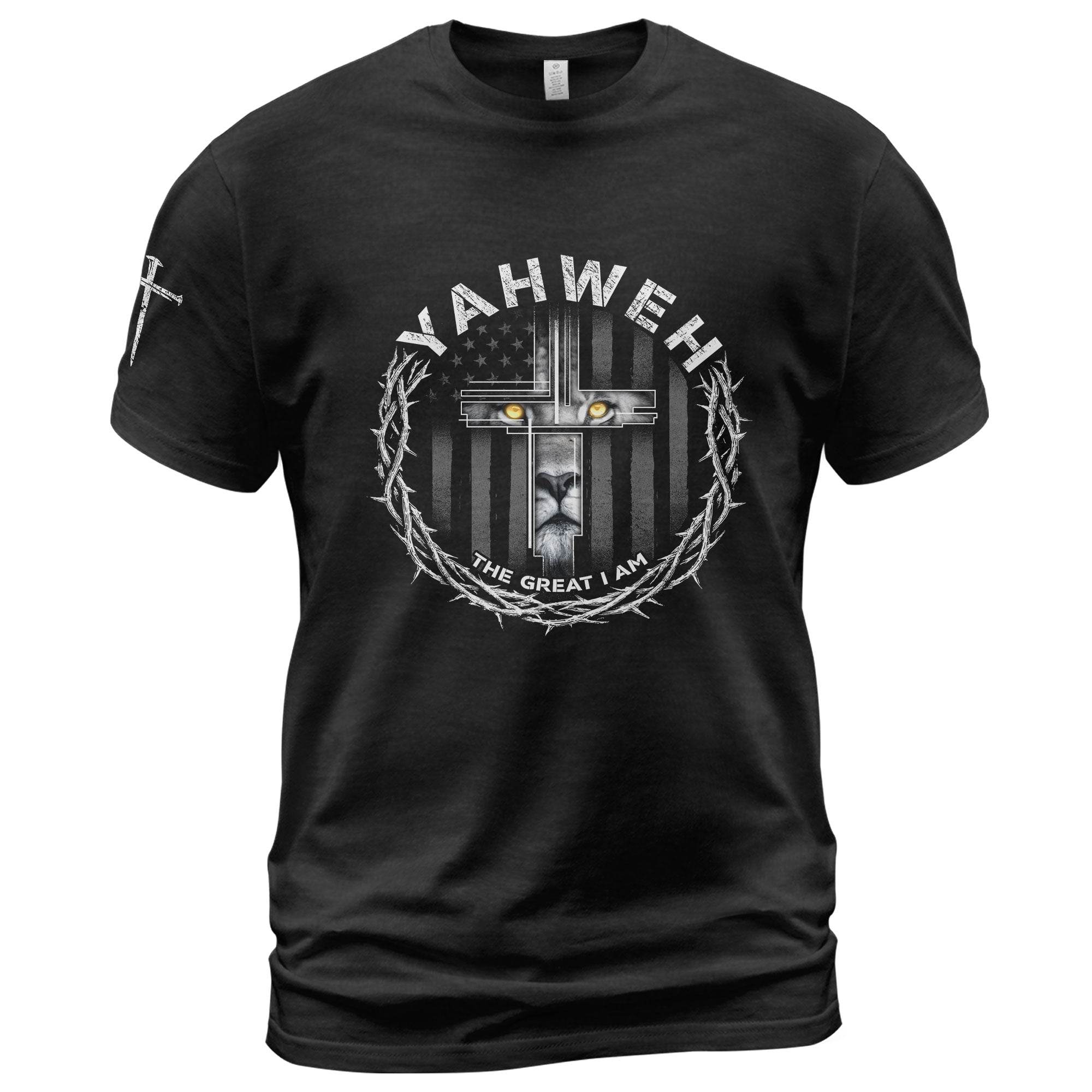 Yahweh The Great I Am Lion Cross Christian T-Shirt - Rust Field Wear