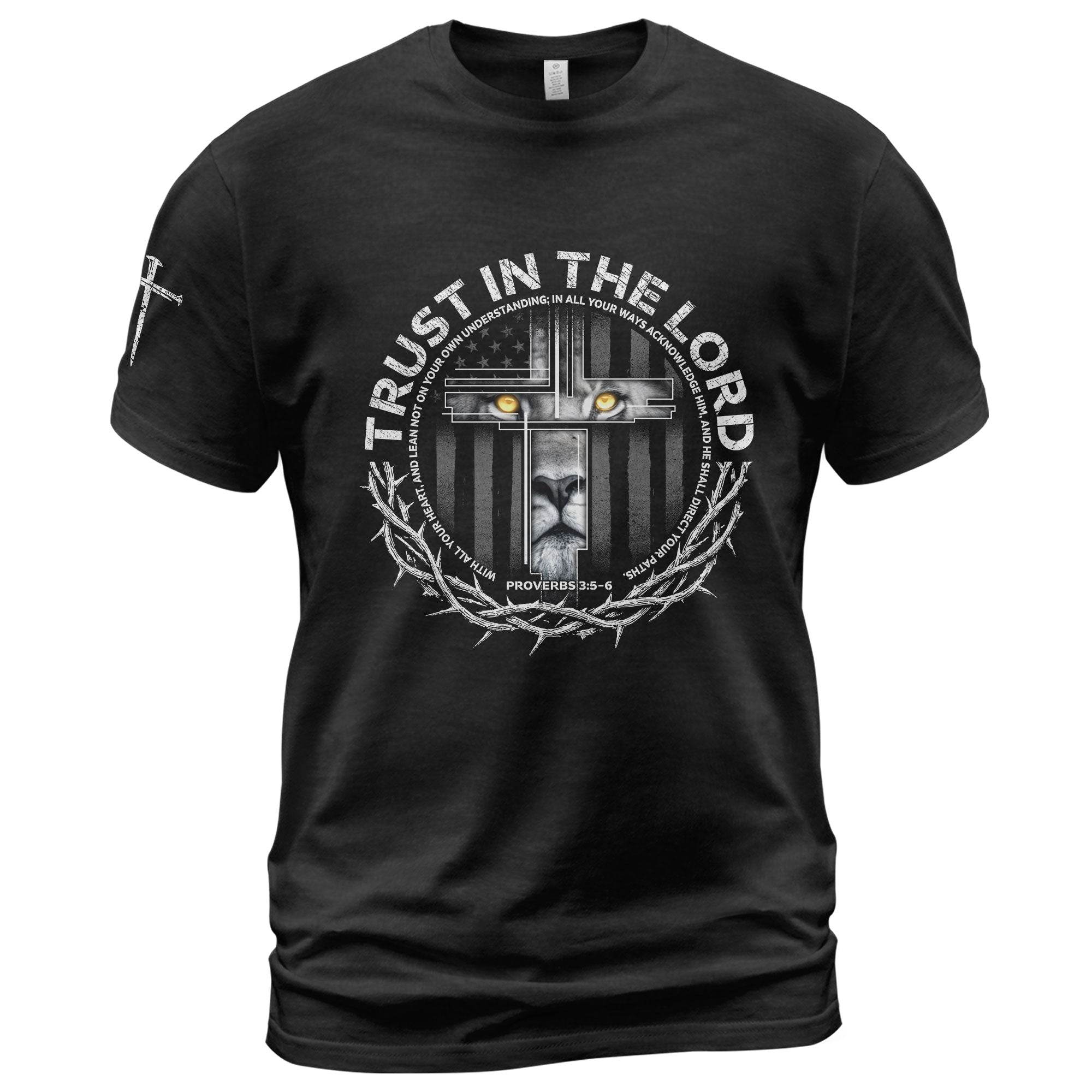 Trust In The Lord Proverbs 3:5 Lion Cross T-Shirt - Rust Field Wear