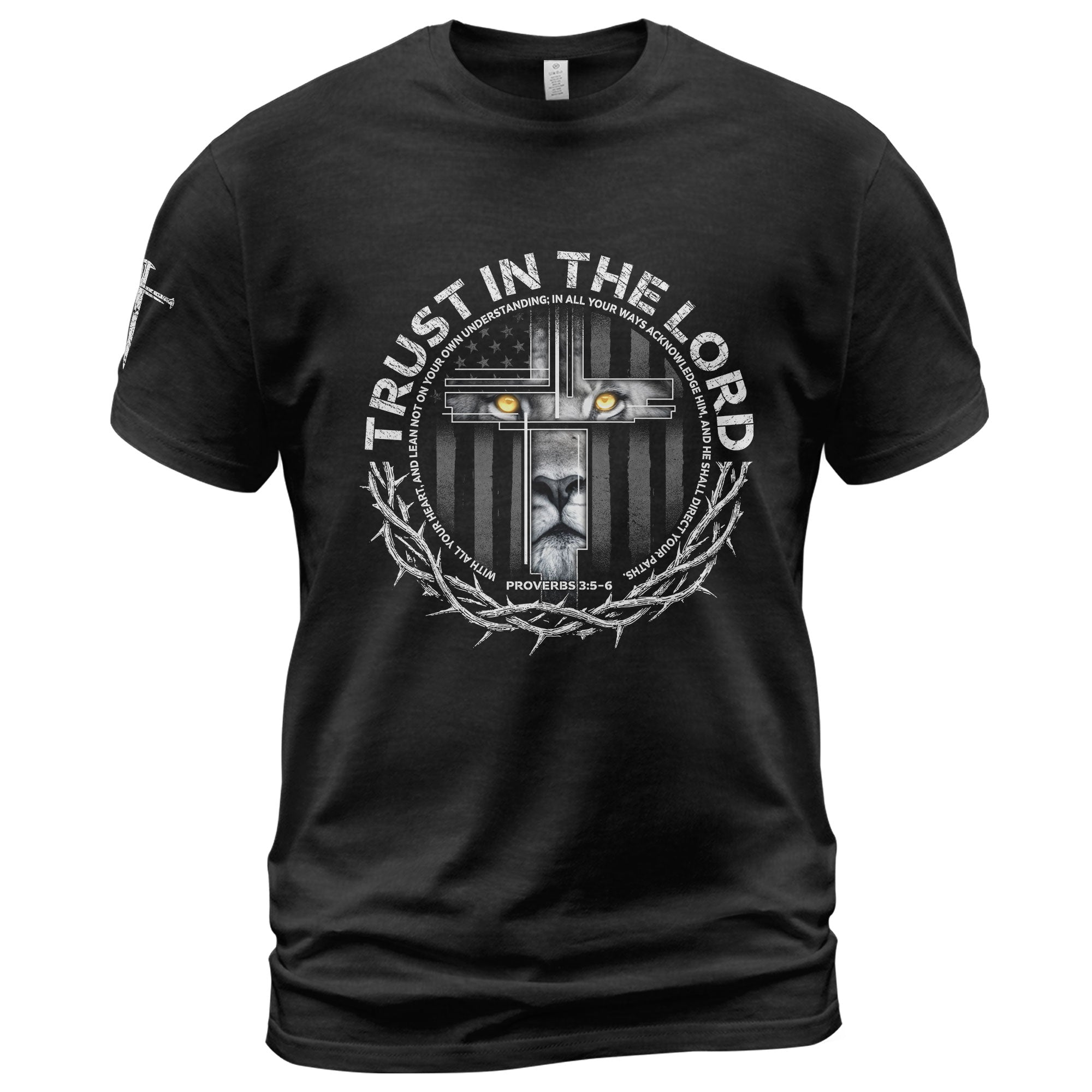 Trust In The Lord Proverbs 3:5 Lion Cross T-Shirt