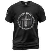 YHWH Lion Cross Crown of Thorns Christian T-Shirt - Rust Field Wear