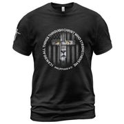 I Can Do All Things Through Christ Lion Cross T-Shirt - Rust Field Wear