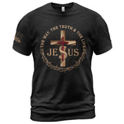 The Way The Truth The Life Jesus Cross Crown Christian T-Shirt