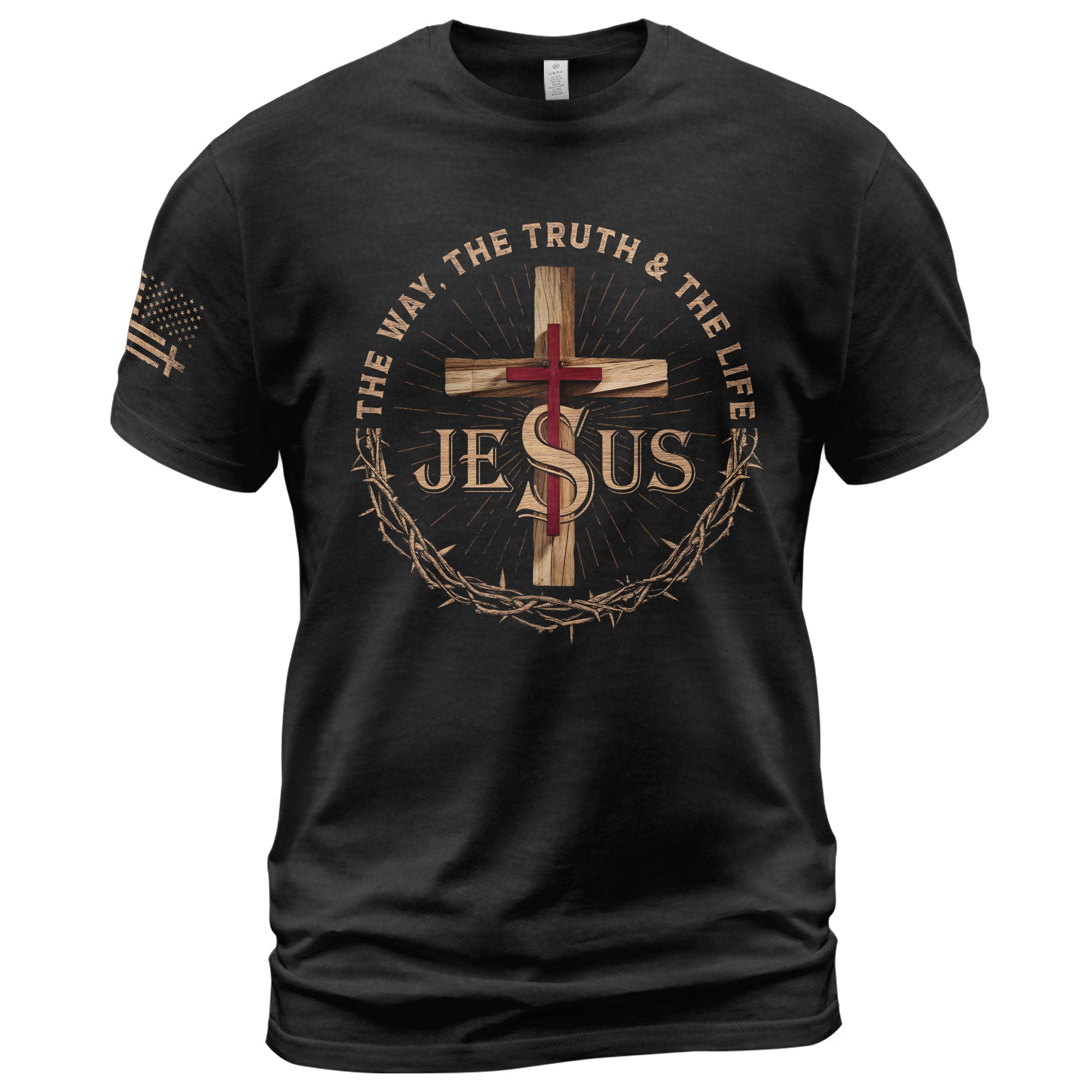 The Way The Truth The Life Jesus Cross Crown Christian T-Shirt