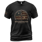 Iron Sharpens Iron Cross American Flag T-Shirt