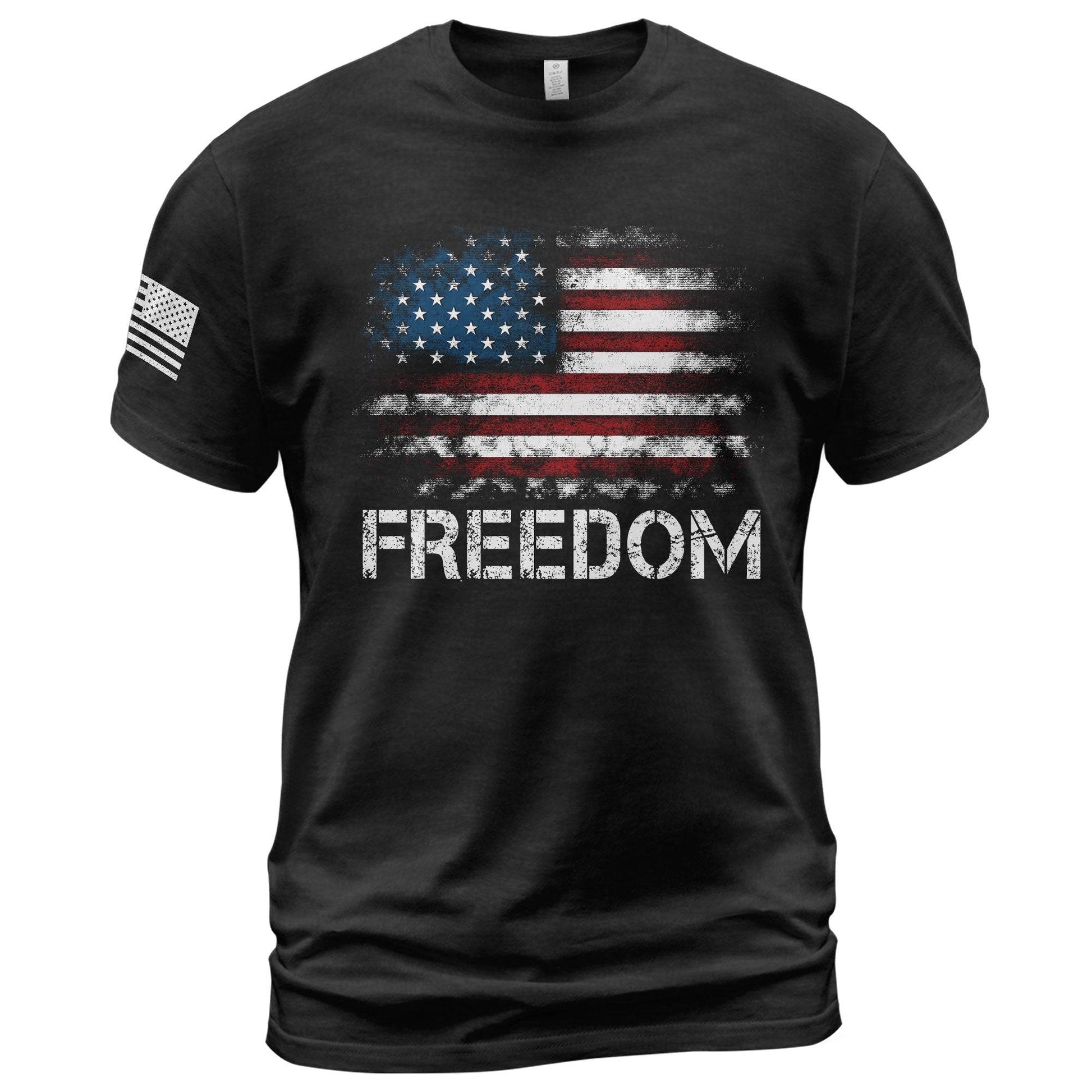 Freedom Distressed American Flag Bold Patriotic T-Shirt - Rust Field Wear