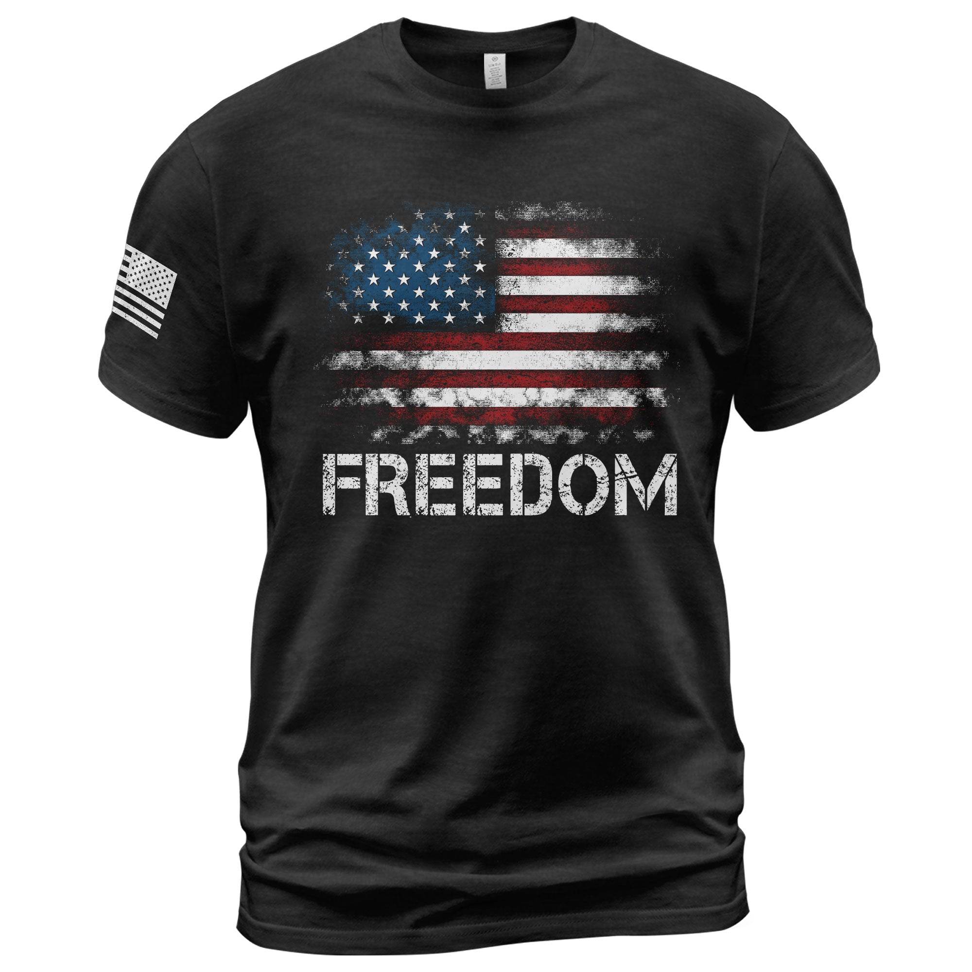 Freedom Distressed American Flag Bold Patriotic T-Shirt - Rust Field Wear
