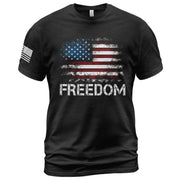 Freedom Distressed American Flag Bold Patriotic T-Shirt